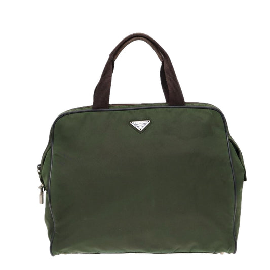 Luxury Prada Hand Bag Nylon Khaki Brown Silver  ki4736