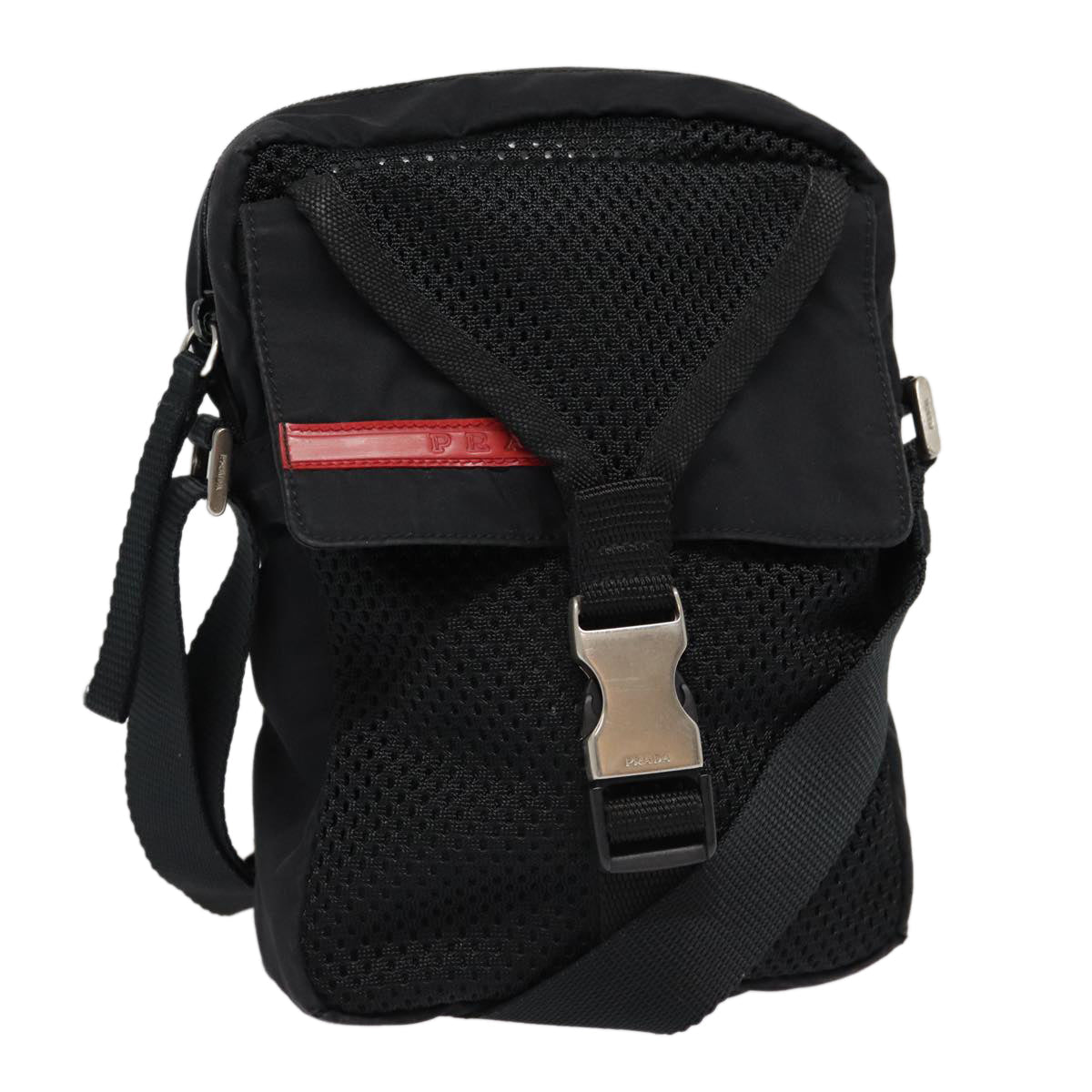 Luxury Prada Sports Shoulder Bag Nylon Black Silver  ki4749