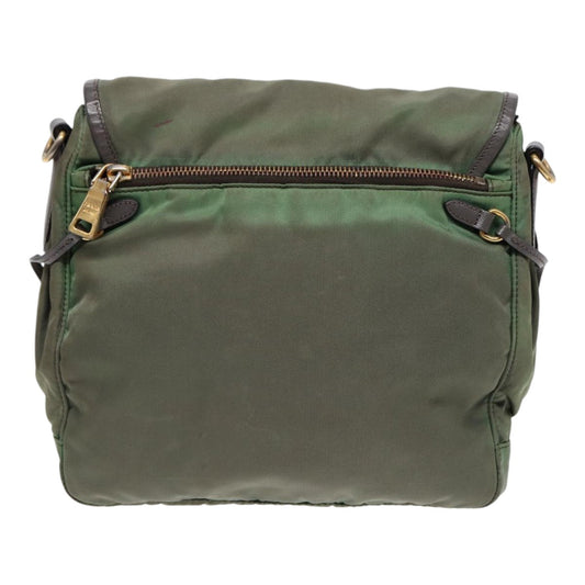 Luxury Prada Shoulder Bag Nylon Leather Khaki Gold  ki4785