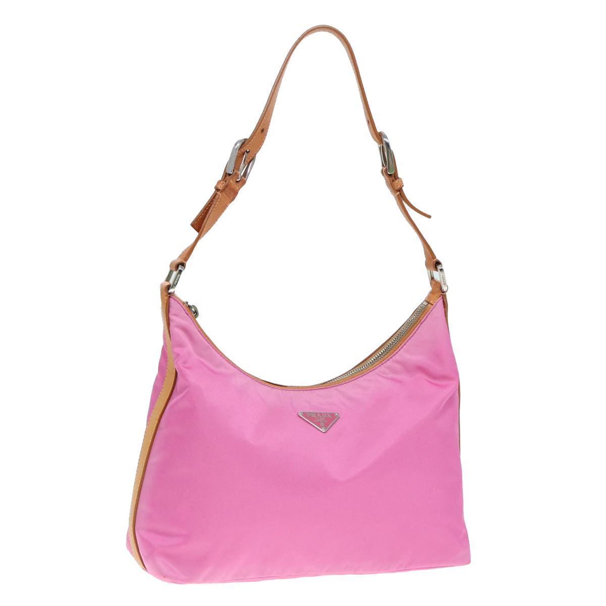 Luxury Prada Shoulder Bag Nylon Pink Silver  ki4826