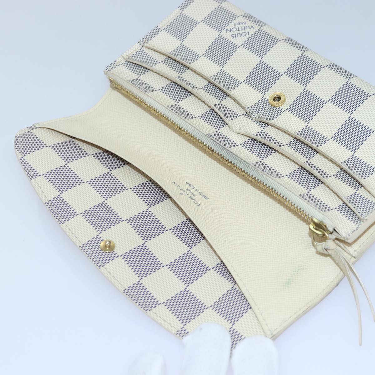 LOUIS VUITTON Damier Azur Portefeuille Emily Long Wallet N41625 LV ki4863