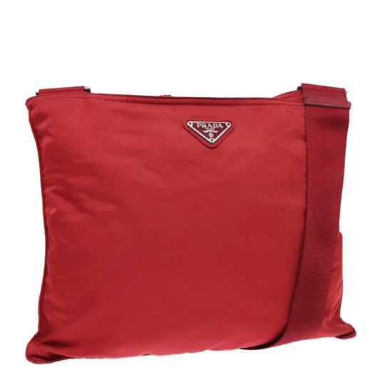 Luxury Prada Shoulder Bag Nylon Red Silver  ki4938