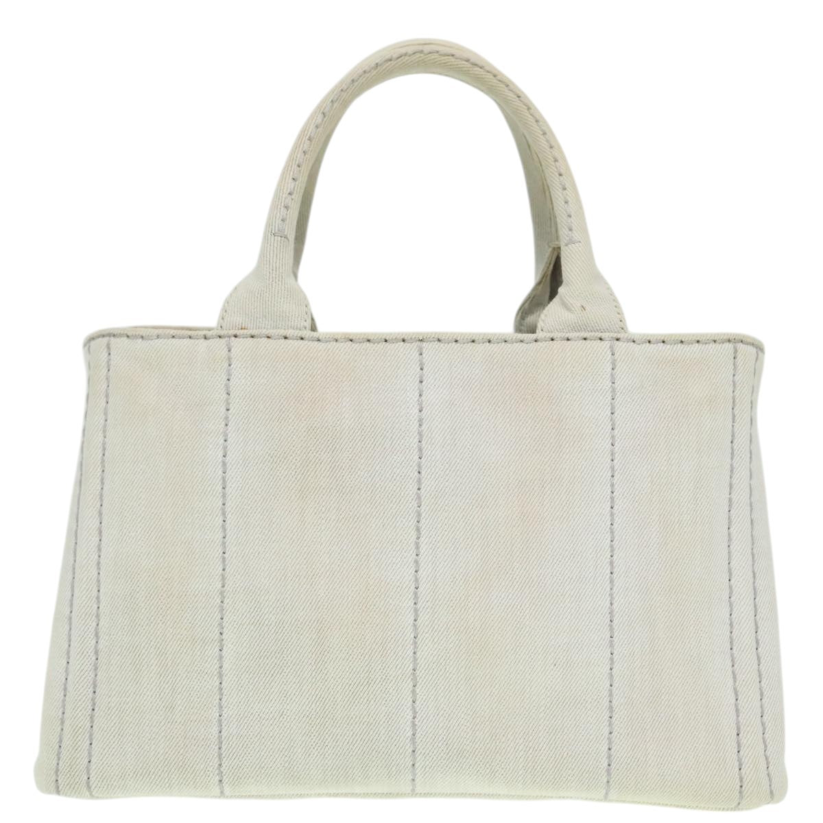Luxury Prada Canapa PM Hand Bag Canvas 2way Gray Gold  ki5017