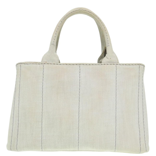 Luxury Prada Canapa PM Hand Bag Canvas 2way Gray Gold  ki5017