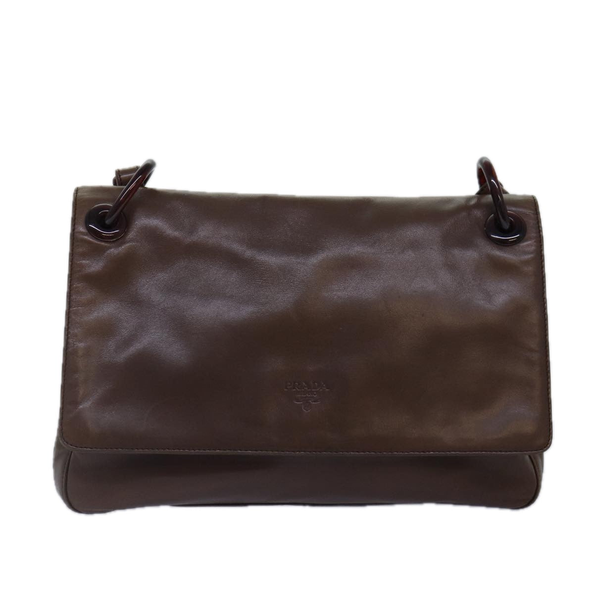 Luxury Prada Chain Shoulder Bag Leather Brown Silver  kk295