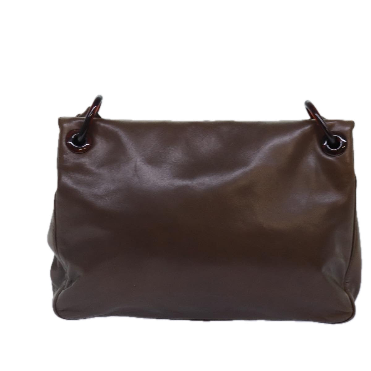 Luxury Prada Chain Shoulder Bag Leather Brown Silver  kk295
