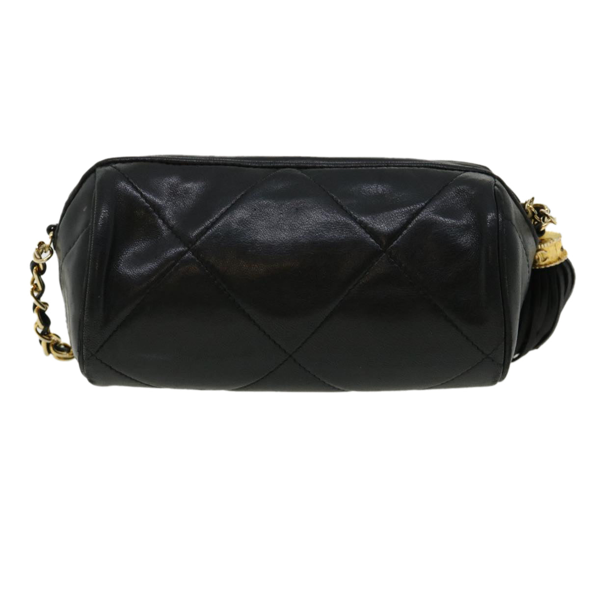 Luxury Chanel COCO Mark FringeChain Shoulder Bag Lamb Skin Black CC  knn088