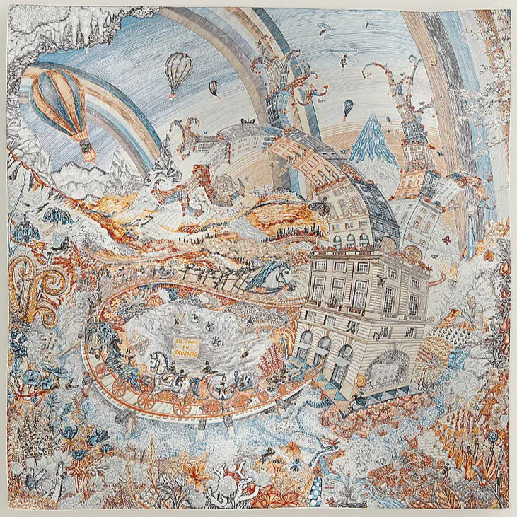 Hermès Les Folies du Faubourg Scarf 90