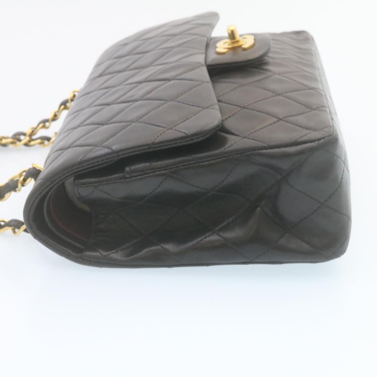 CHANEL Matelasse Chain Flap Classic Shoulder Bag Lamb Skin Black  lt323A