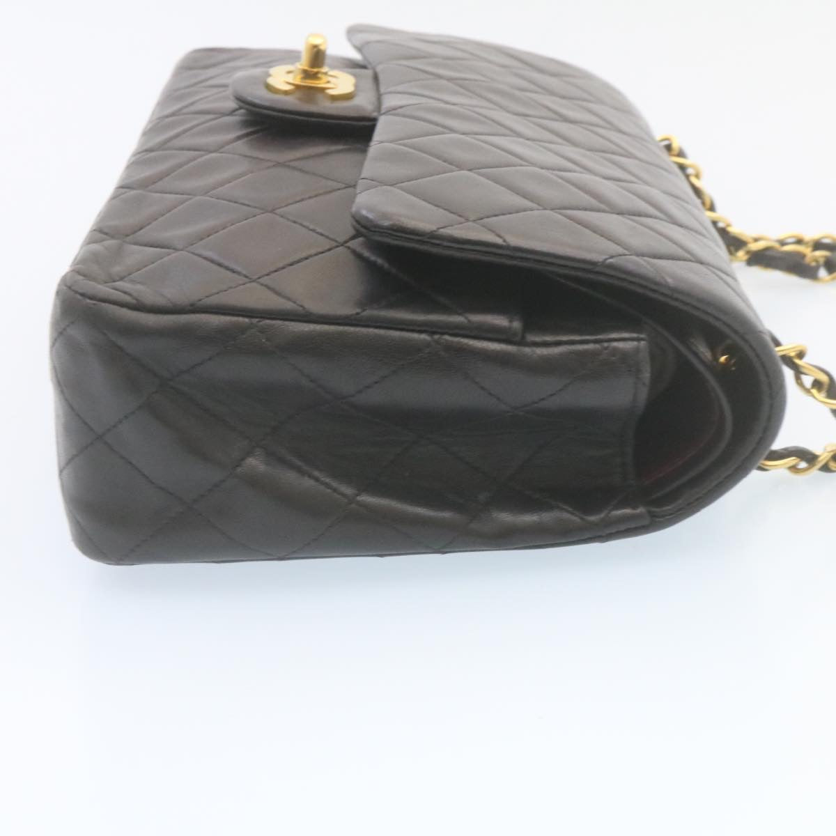 CHANEL Matelasse Chain Flap Classic Shoulder Bag Lamb Skin Black  lt323A