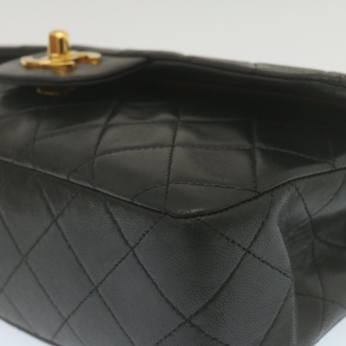 CHANEL Classic Matelasse 23 Chain Flap Shoulder Bag Lamb Skin Black  lt398A