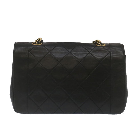 Luxury Chanel Matelasse Turn Lock Diana Chain Shoulder Bag Lamb Skin Black  lt403A