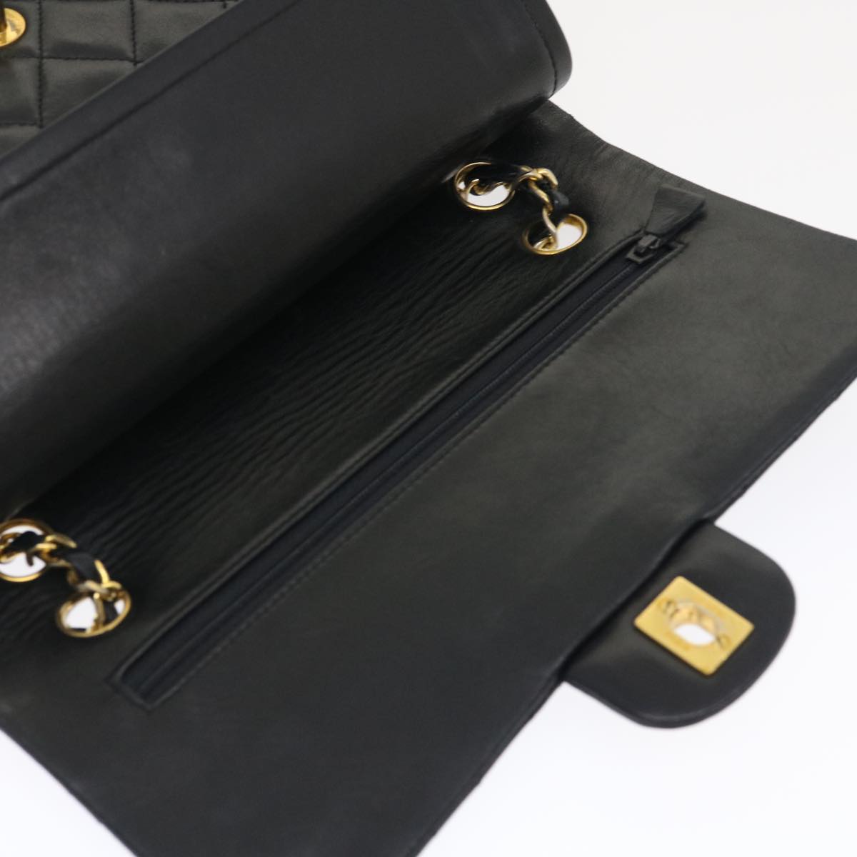 CHANEL Classic Matelasse 25 Chain Flap Shoulder Bag Lamb Skin Black  lt448A