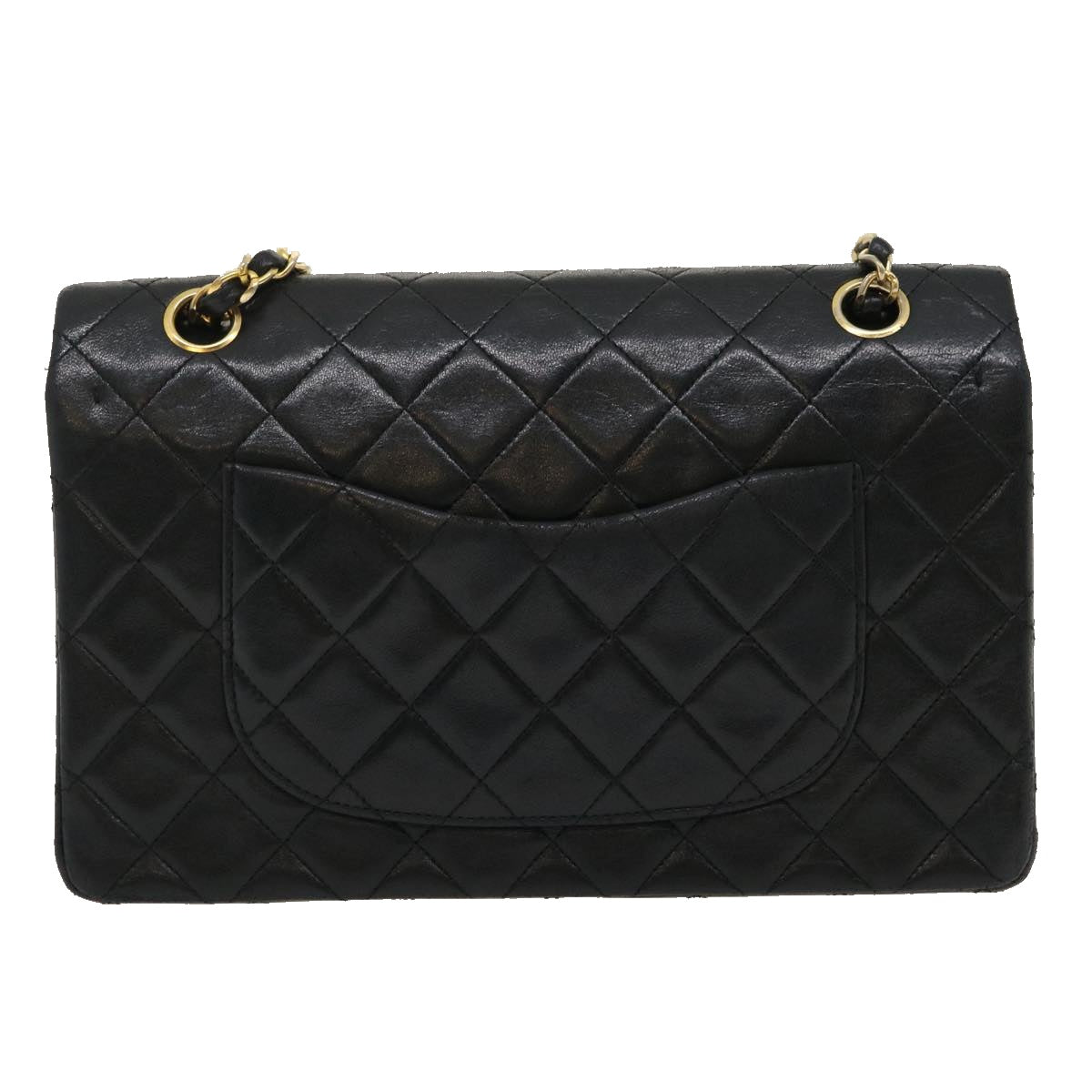 CHANEL Classic Matelasse 25 Chain Flap Shoulder Bag Lamb Skin Black  lt448A