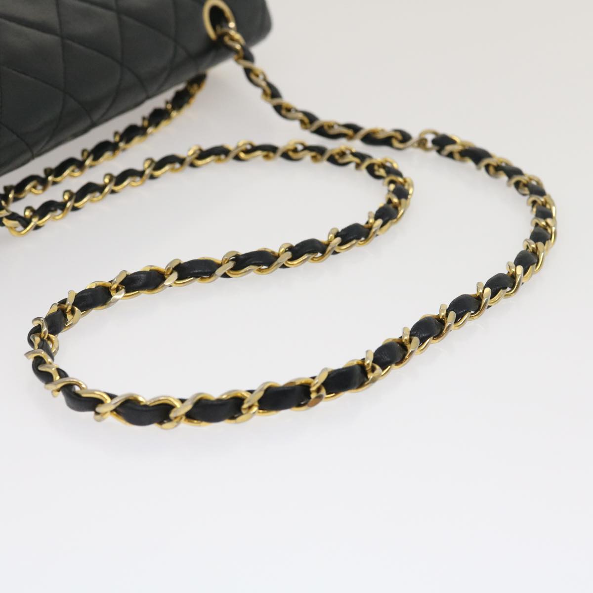 CHANEL Classic Matelasse 25 Chain Flap Shoulder Bag Lamb Skin Black  lt448A