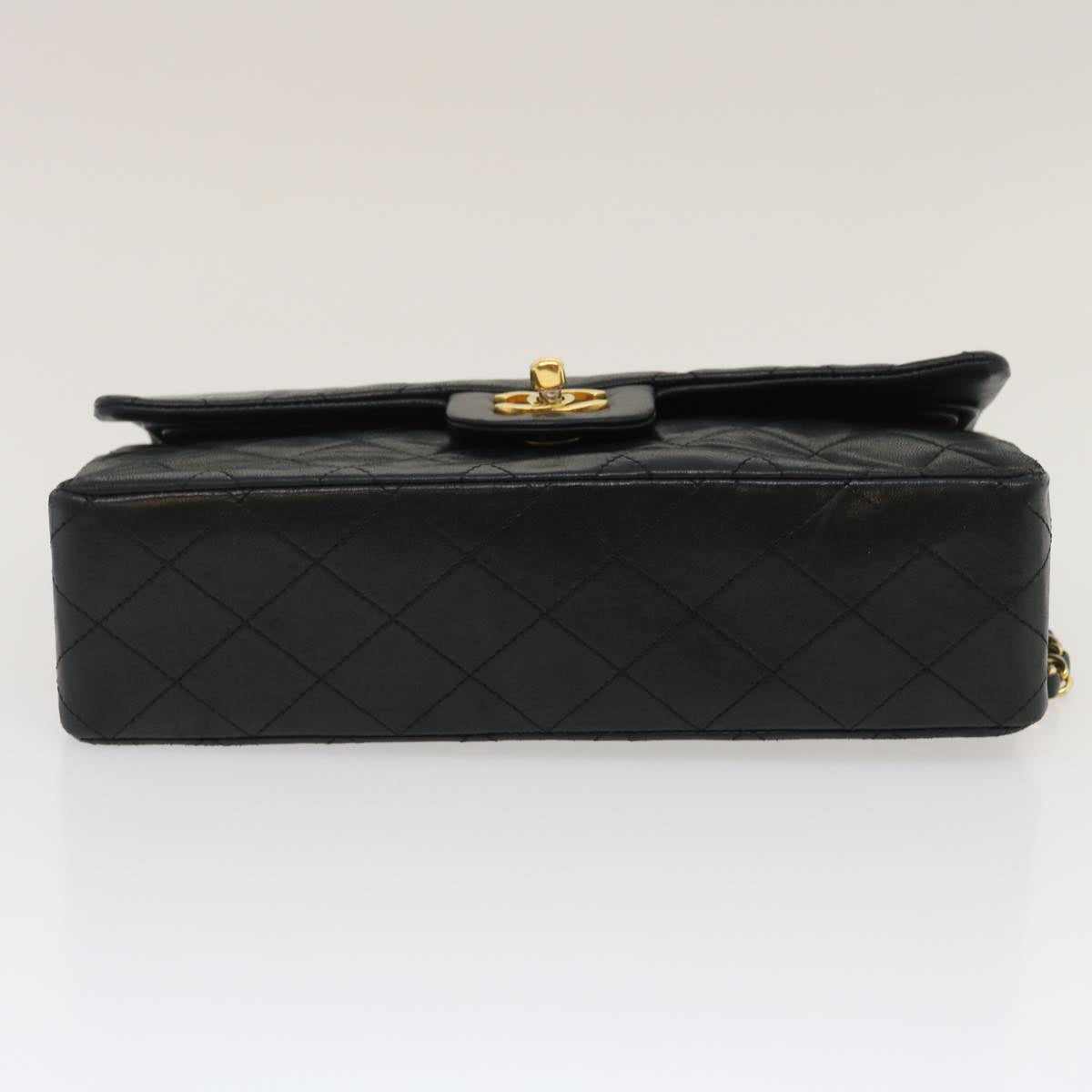 CHANEL Classic Matelasse 25 Chain Flap Shoulder Bag Lamb Skin Black  lt448A