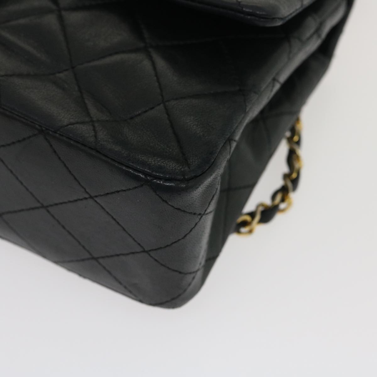 CHANEL Classic Matelasse 25 Chain Flap Shoulder Bag Lamb Skin Black  lt448A