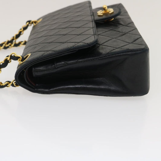 CHANEL Classic Matelasse 25 Chain Flap Shoulder Bag Lamb Skin Black  lt449A