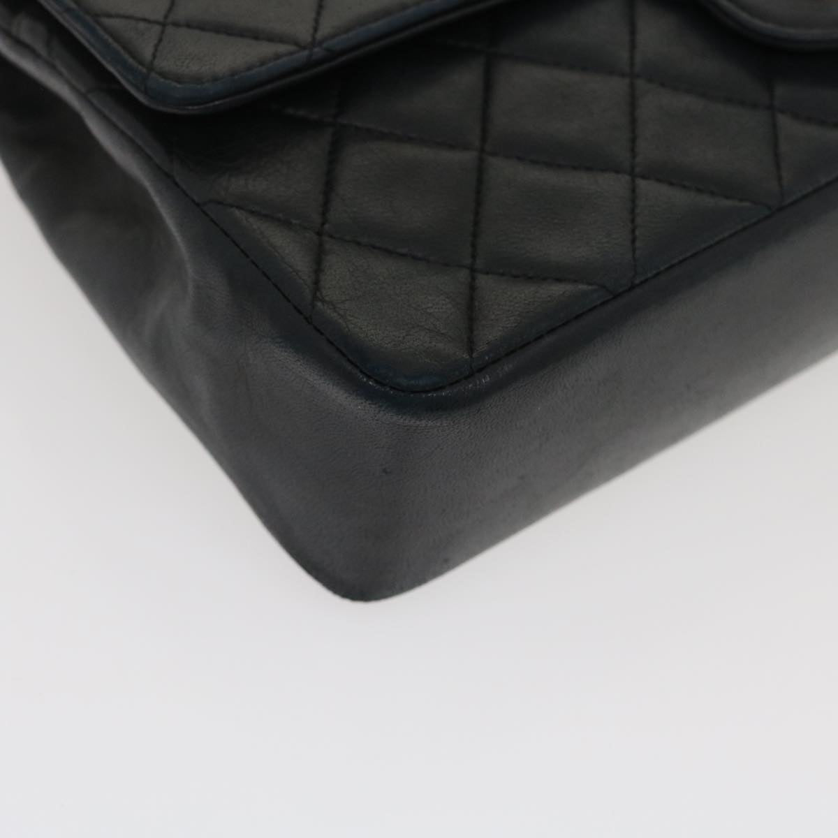 CHANEL Matelasse25 Double Chain Flap Shoulder Bag Lamb Skin Black CC  lt482A