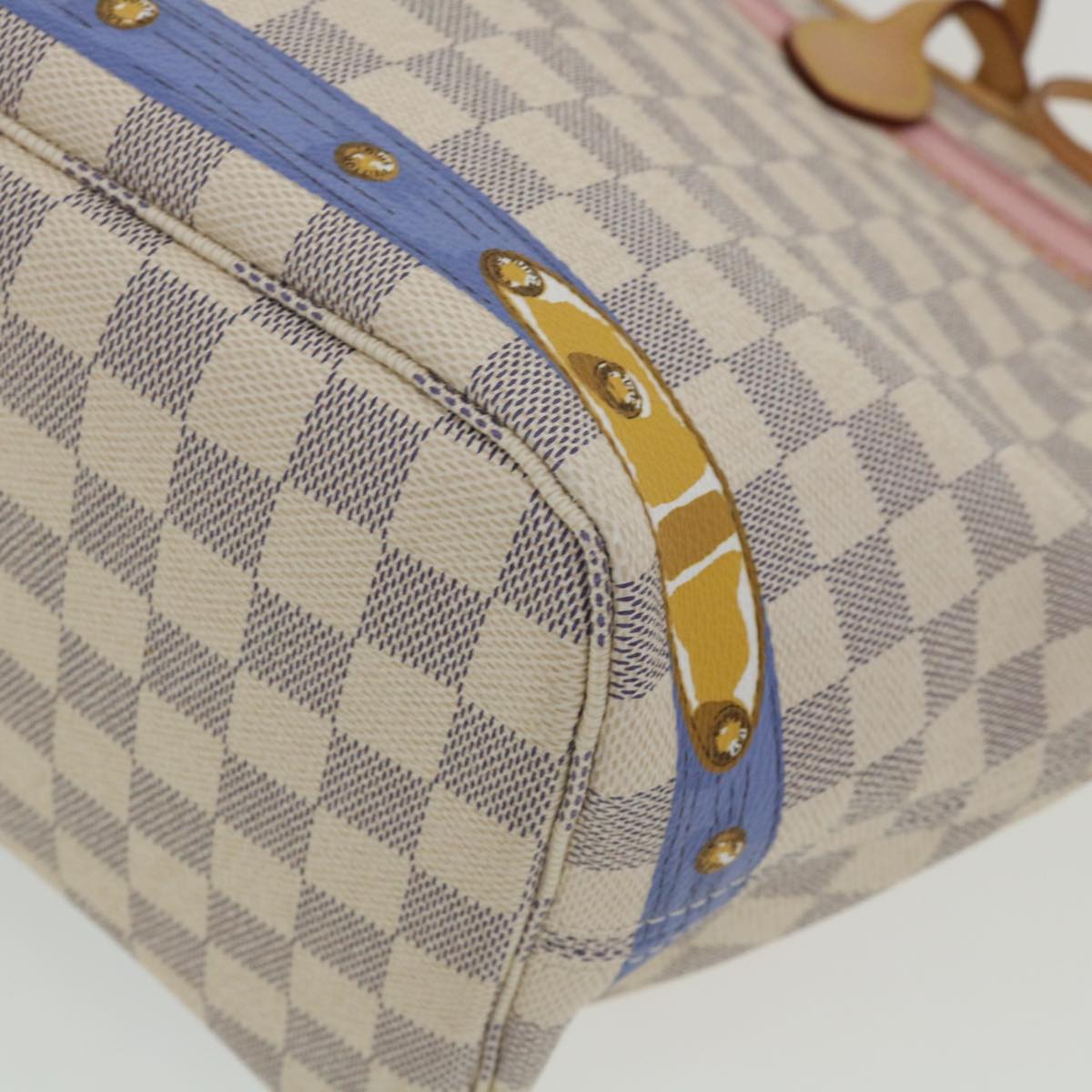 LOUIS VUITTON Damier Azur Summer Trunk Neverfull MM Hand Bag N41065 67494S