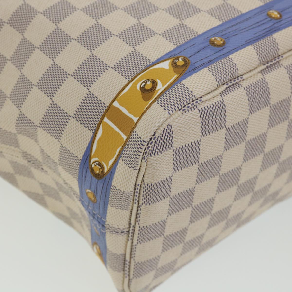 LOUIS VUITTON Damier Azur Summer Trunk Neverfull MM Hand Bag N41065 67494S