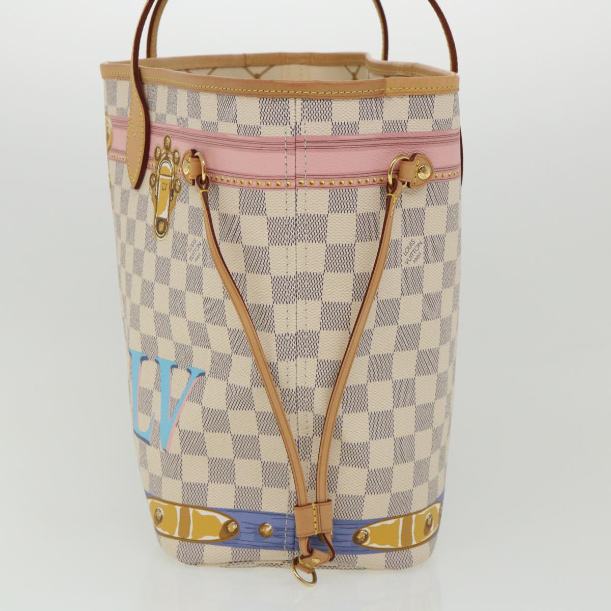 LOUIS VUITTON Damier Azur Summer Trunk Neverfull MM Hand Bag N41065 67494S