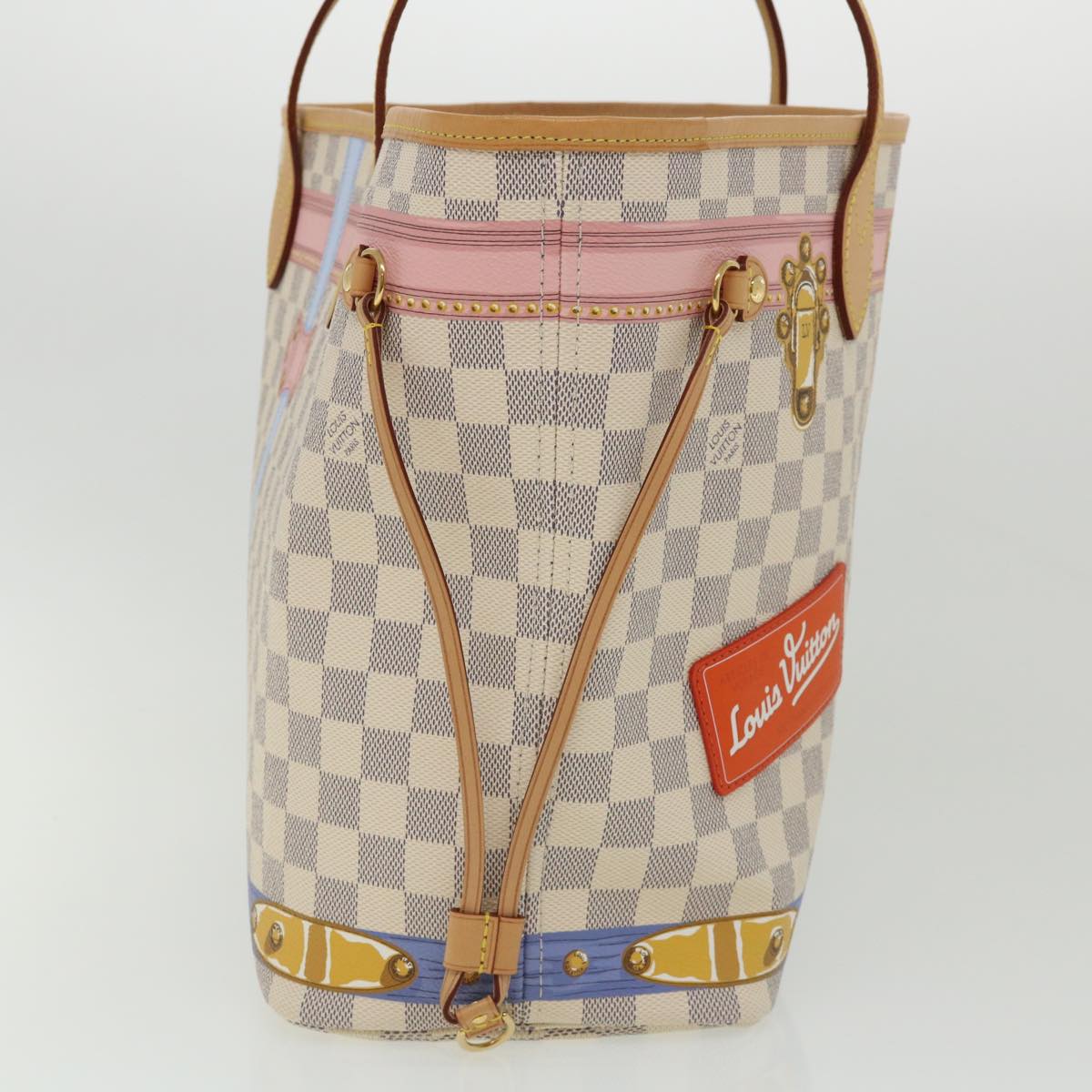 LOUIS VUITTON Damier Azur Summer Trunk Neverfull MM Hand Bag N41065 67494S