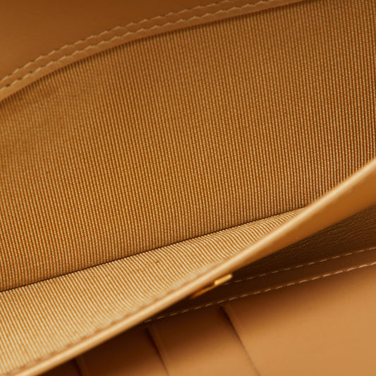 CHANEL Gold Quilted Caviar Leather Trifold Wallet
