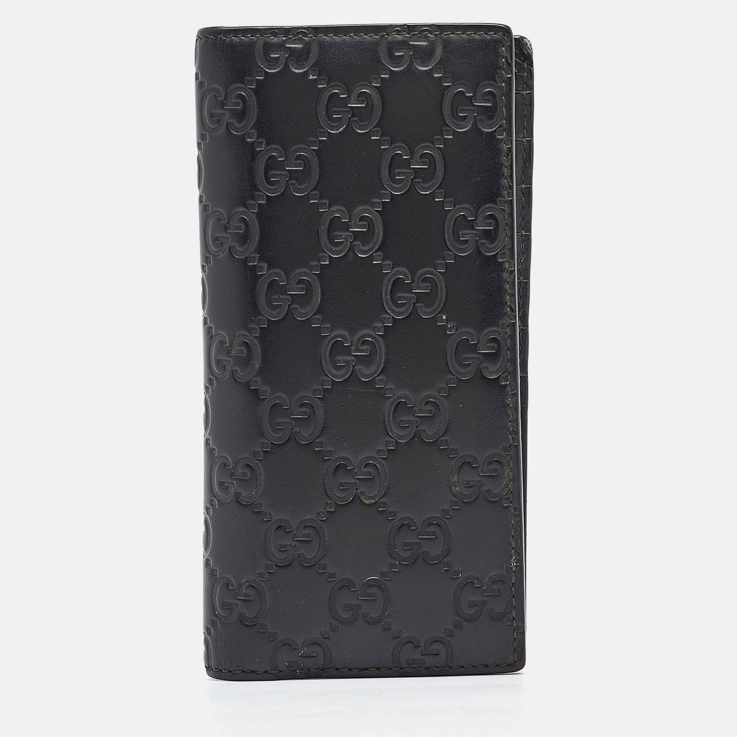 Luxury Gucci Trending 2025 Black ssima Leather Bifold Long Wallet