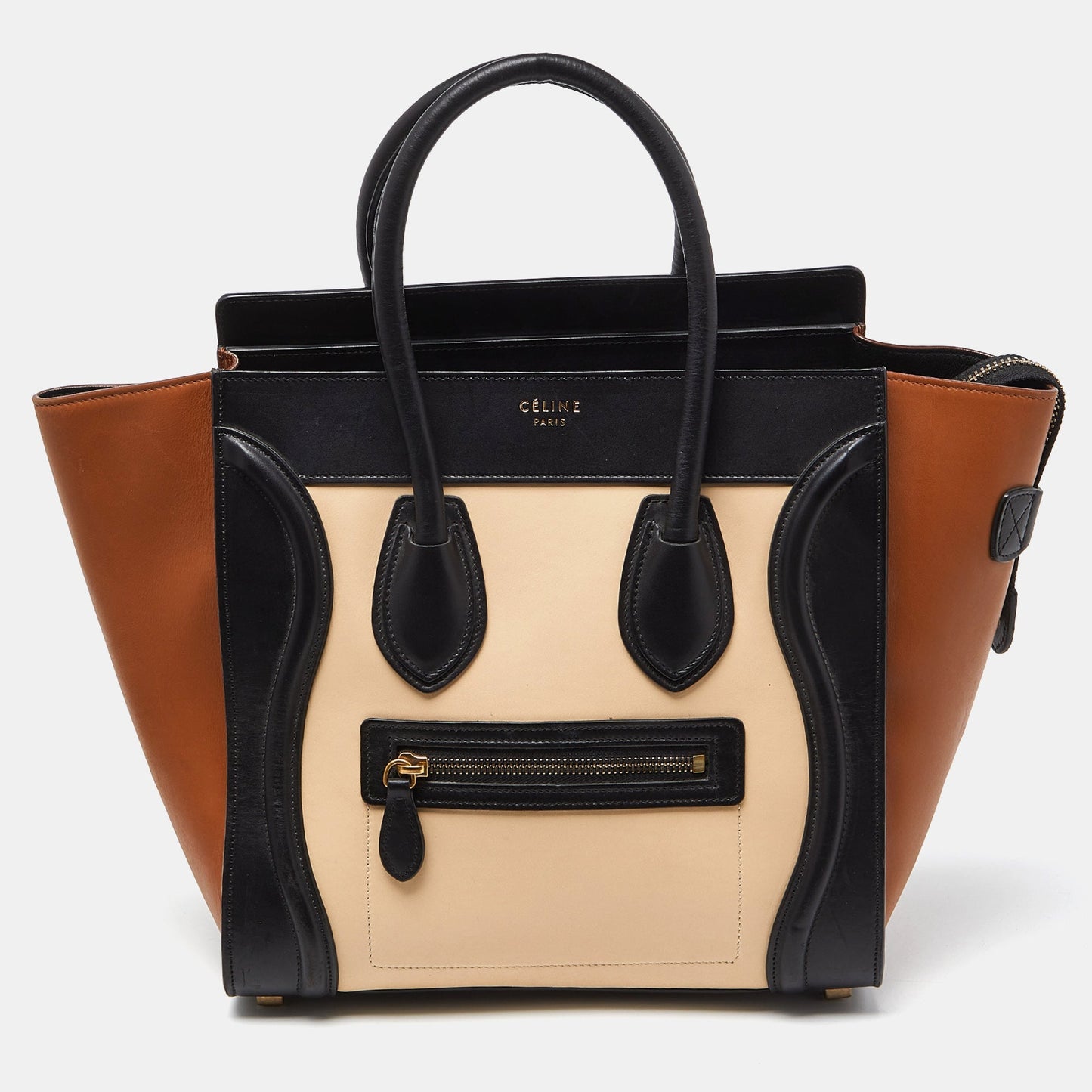 Luxury CELINE Tri Color Leather Micro Luggage Tote