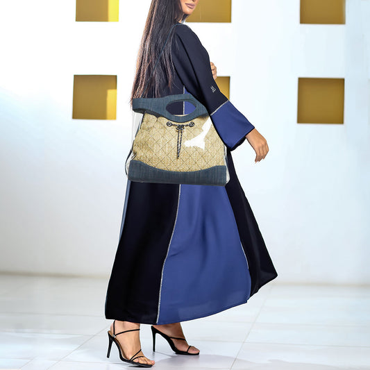 CHANEL Navy Blue PVC and Denim 31 Shopping Bag