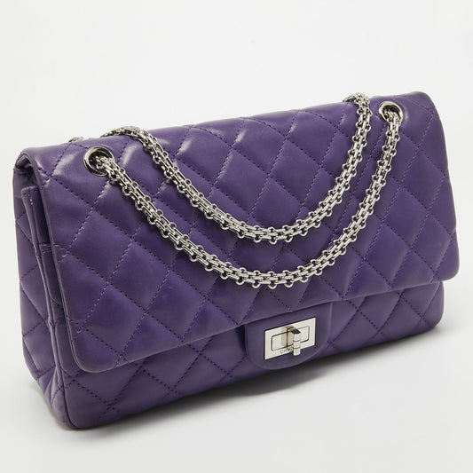 CHANEL Purple Quilted Leather 227 Reissue 2.55 Flap Bag