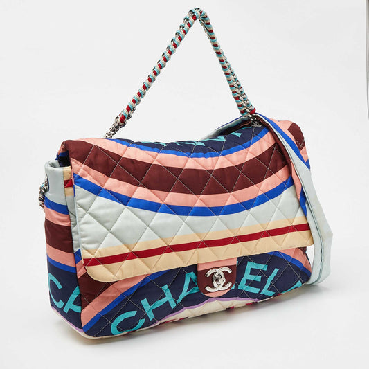 CHANEL Multicolor Printed Fabric CC Flap Bag