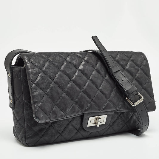 CHANEL Black Quilted Leather Easy Reissue Messenger Bag