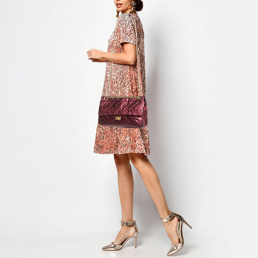CHANEL Metallic Burgundy Quilted Aged Leather Classic 226 Reissue 2.55 Flap Bag