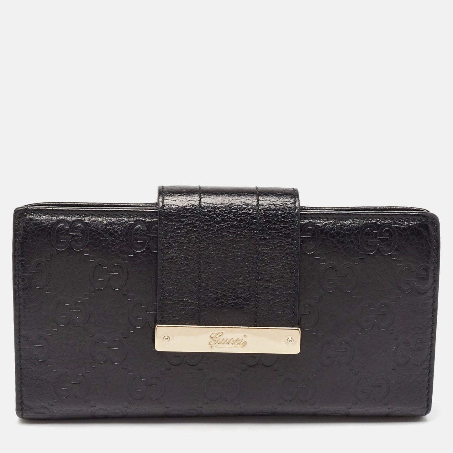 Luxury Gucci Trending 2025 Black ssima Leather Continental Wallet