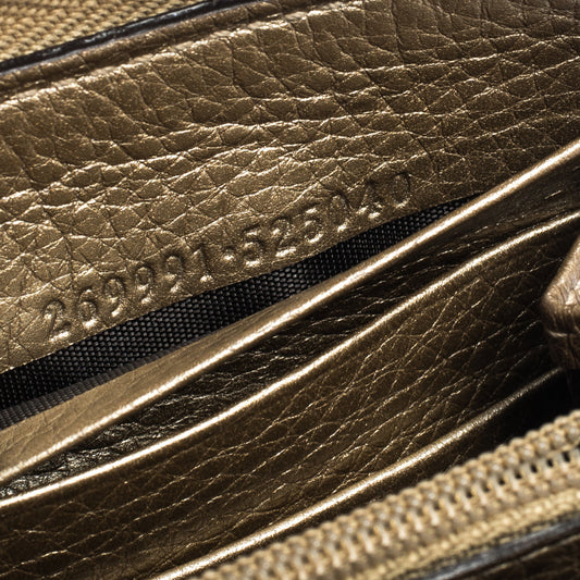 Luxury Gucci Gold Leather Bamboo Tassel Bow Zip Around Wallet