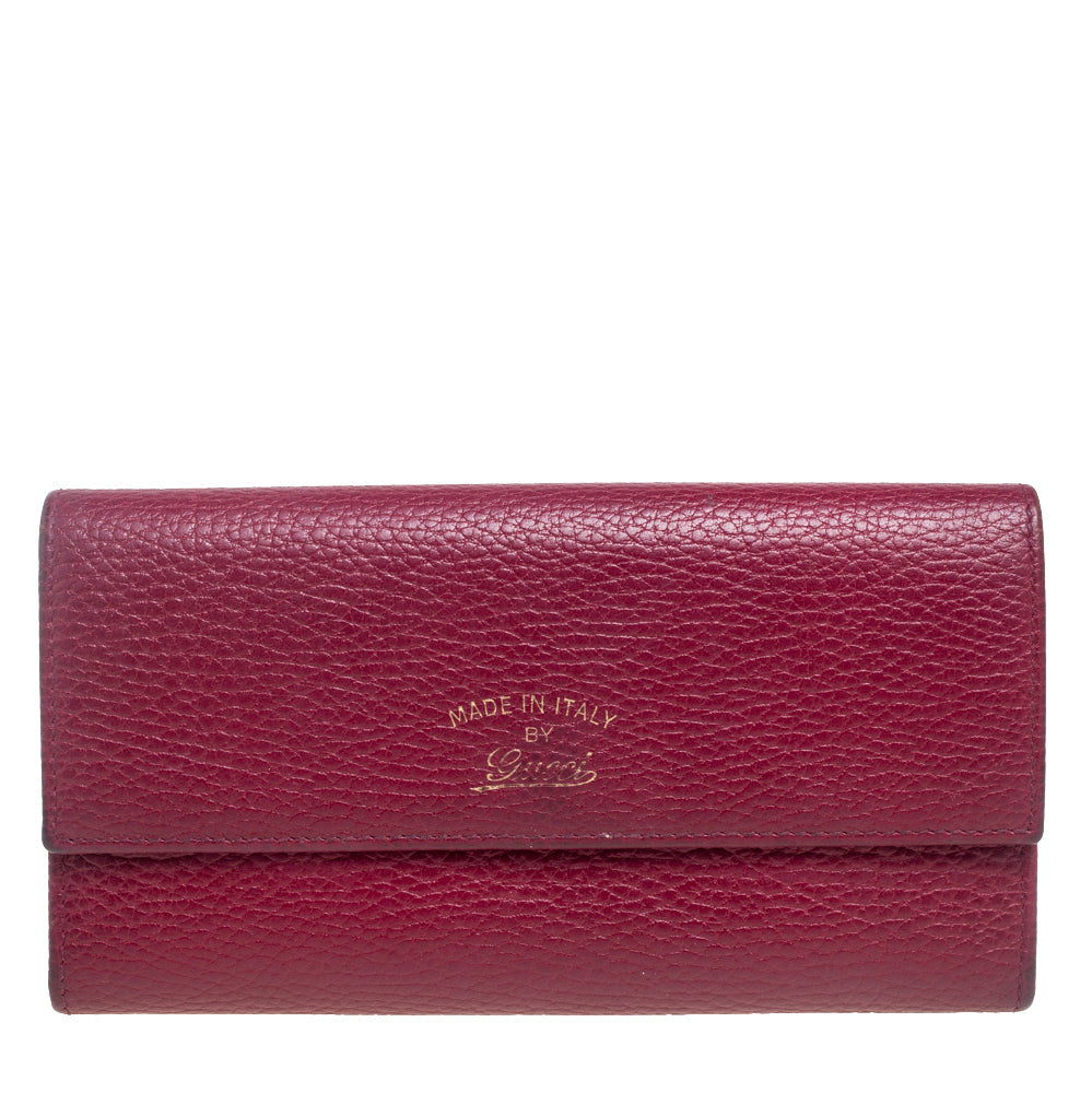 Luxury Gucci Trending 2025 Burgundy Leather Swing Continental Wallet