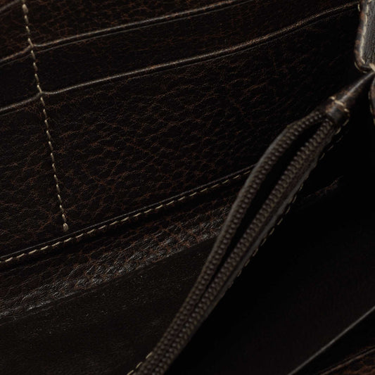 Luxury Gucci Beige/Brown GG Canvas and Leather Bamboo Tassel Zip Around Wallet