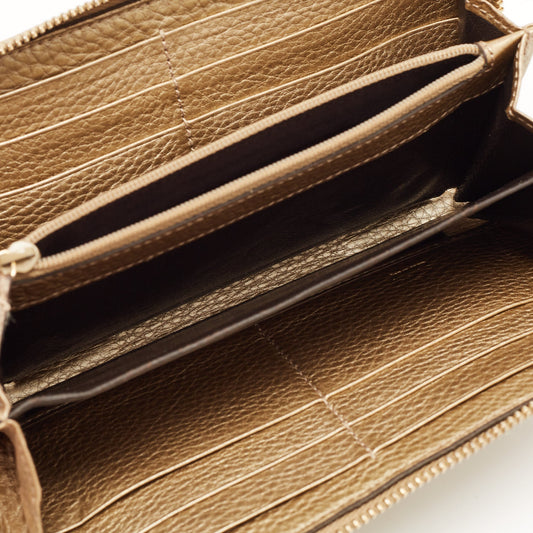 Luxury Gucci Beige GG Canvas and Leather Bamboo Tassel Zip Around Wallet