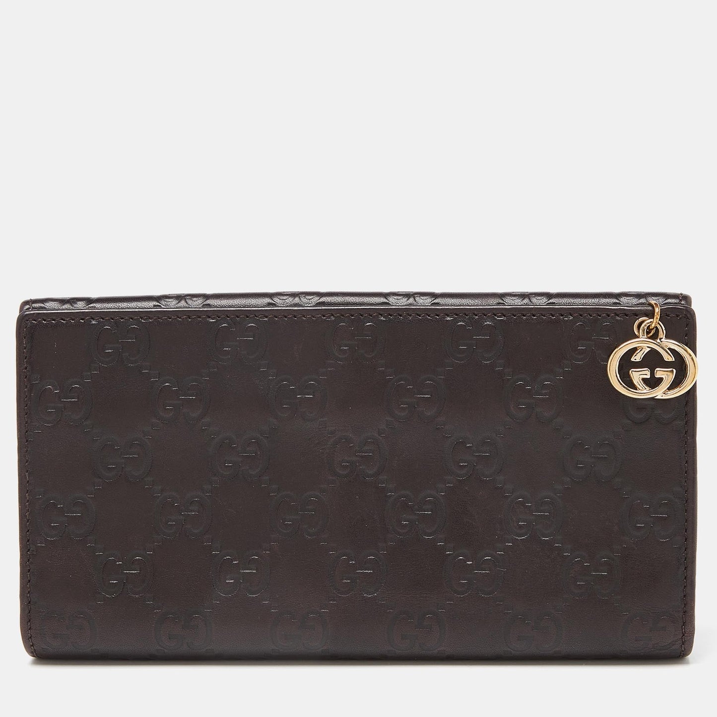 Luxury Gucci Trending 2025 Brown ssima Leather GG Pierce Continental Wallet