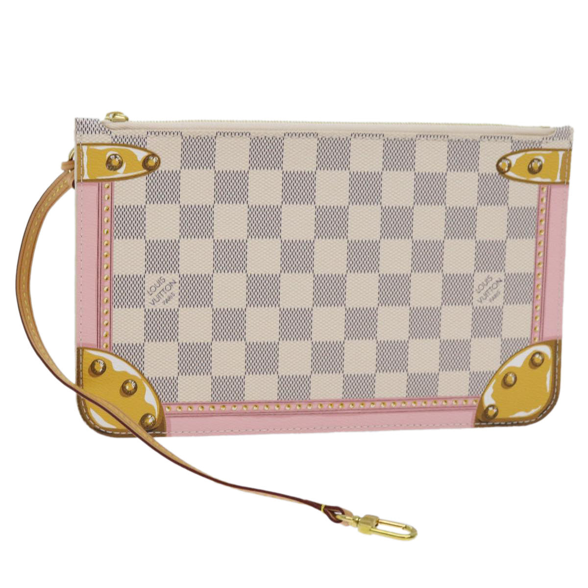 LOUIS VUITTON Damier Azur Summer Trunk Neverfull MM Pouch N41065 LV mr014