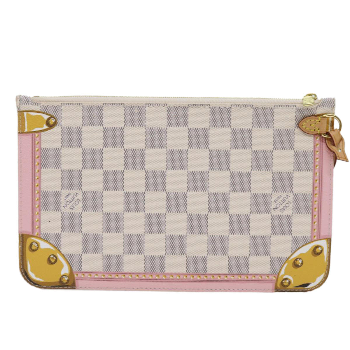 LOUIS VUITTON Damier Azur Summer Trunk Neverfull MM Pouch N41065 LV mr014