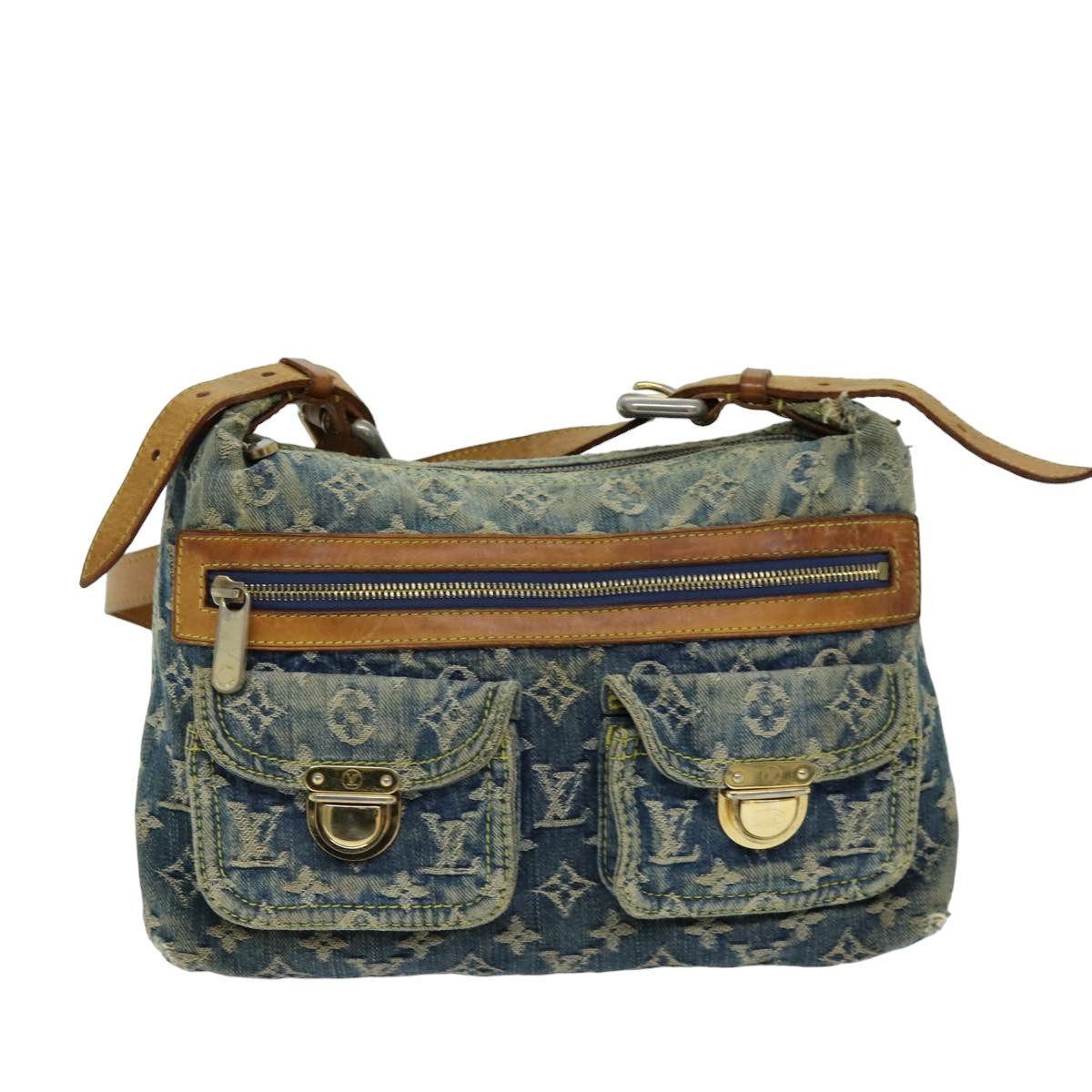 LOUIS VUITTON Monogram denim Buggy PM Shoulder Bag Blue M95049 LV mr216