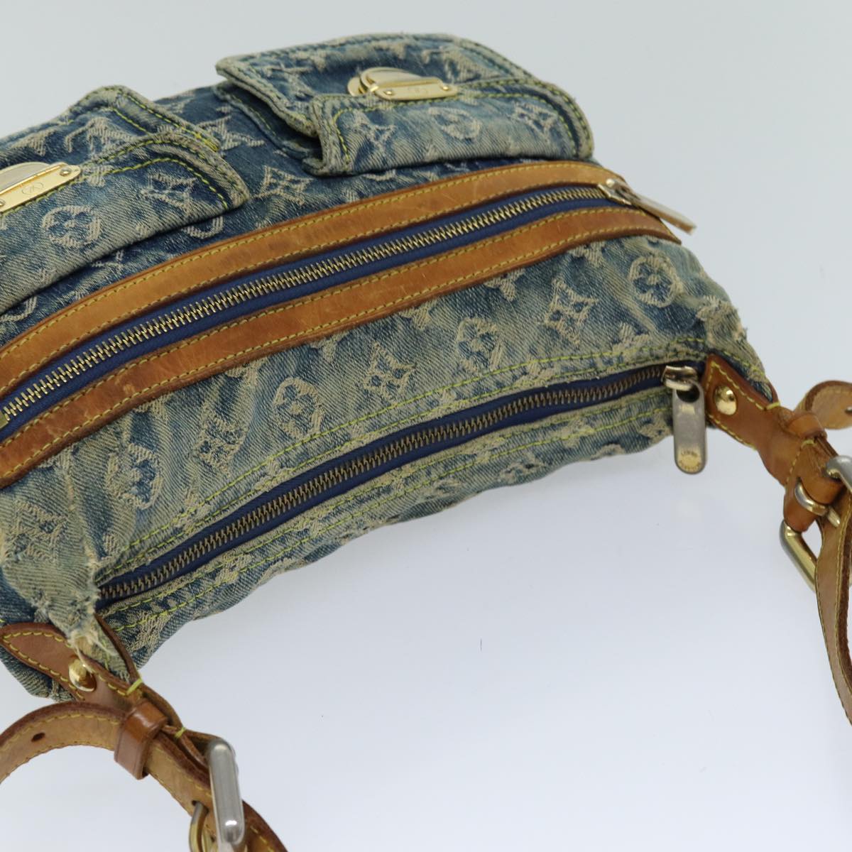 LOUIS VUITTON Monogram denim Buggy PM Shoulder Bag Blue M95049 LV mr216