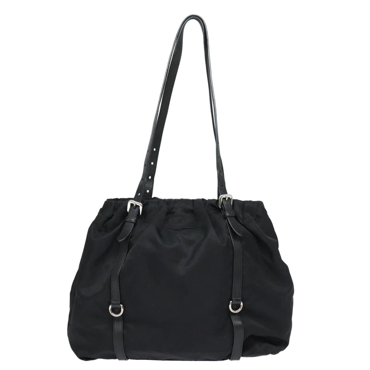 Luxury Prada Ribbon Tote Bag Nylon Black BN1136  mr381