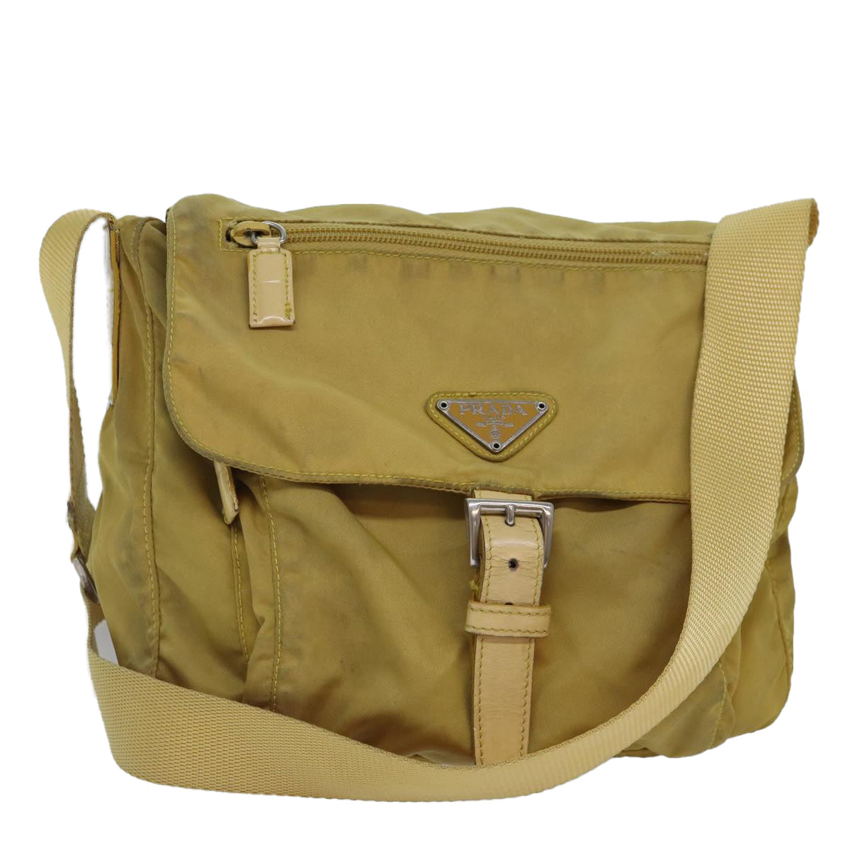 Luxury Prada Shoulder Bag Nylon Beige Silver  mr429