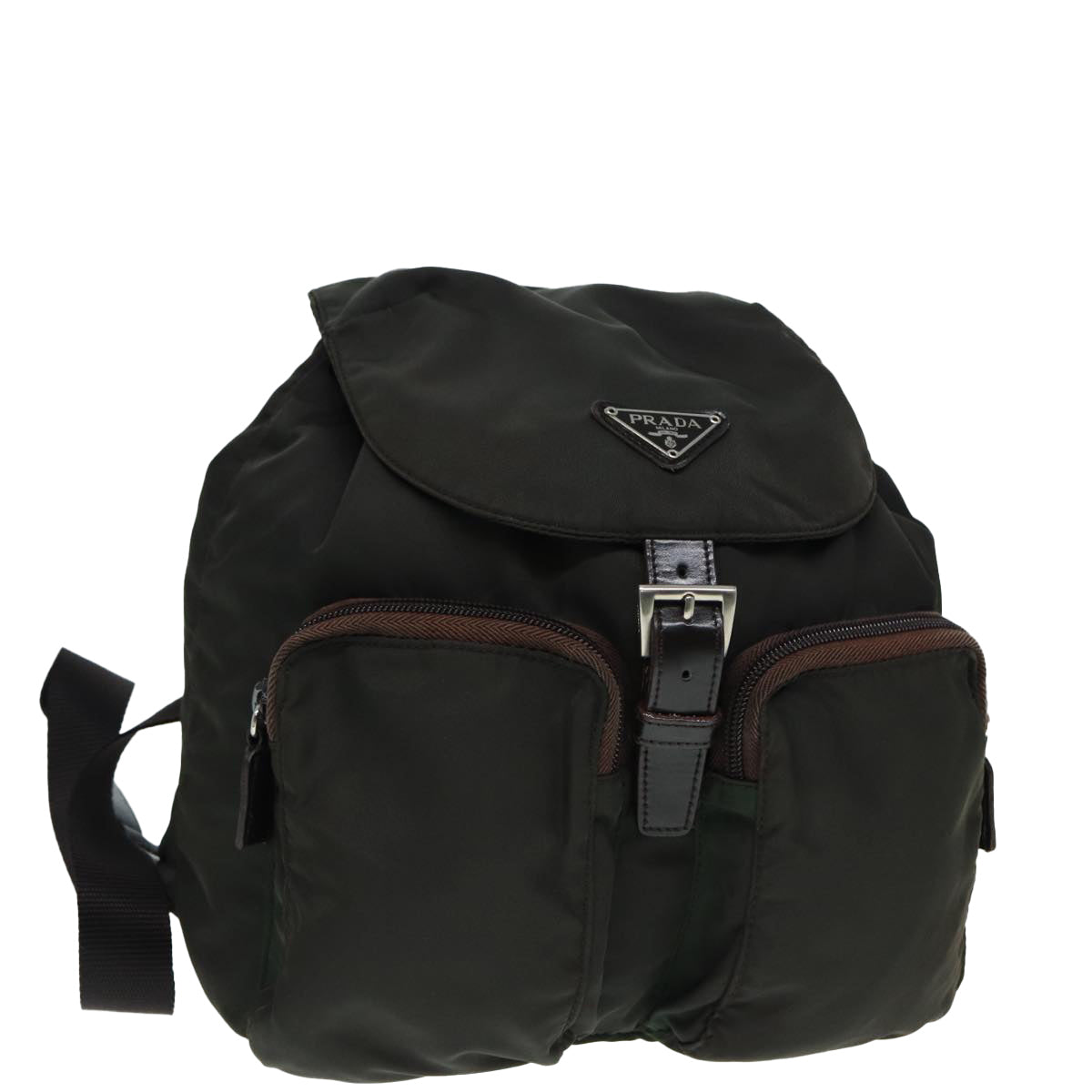 Luxury Prada Backpack Nylon Khaki Silver  mr446