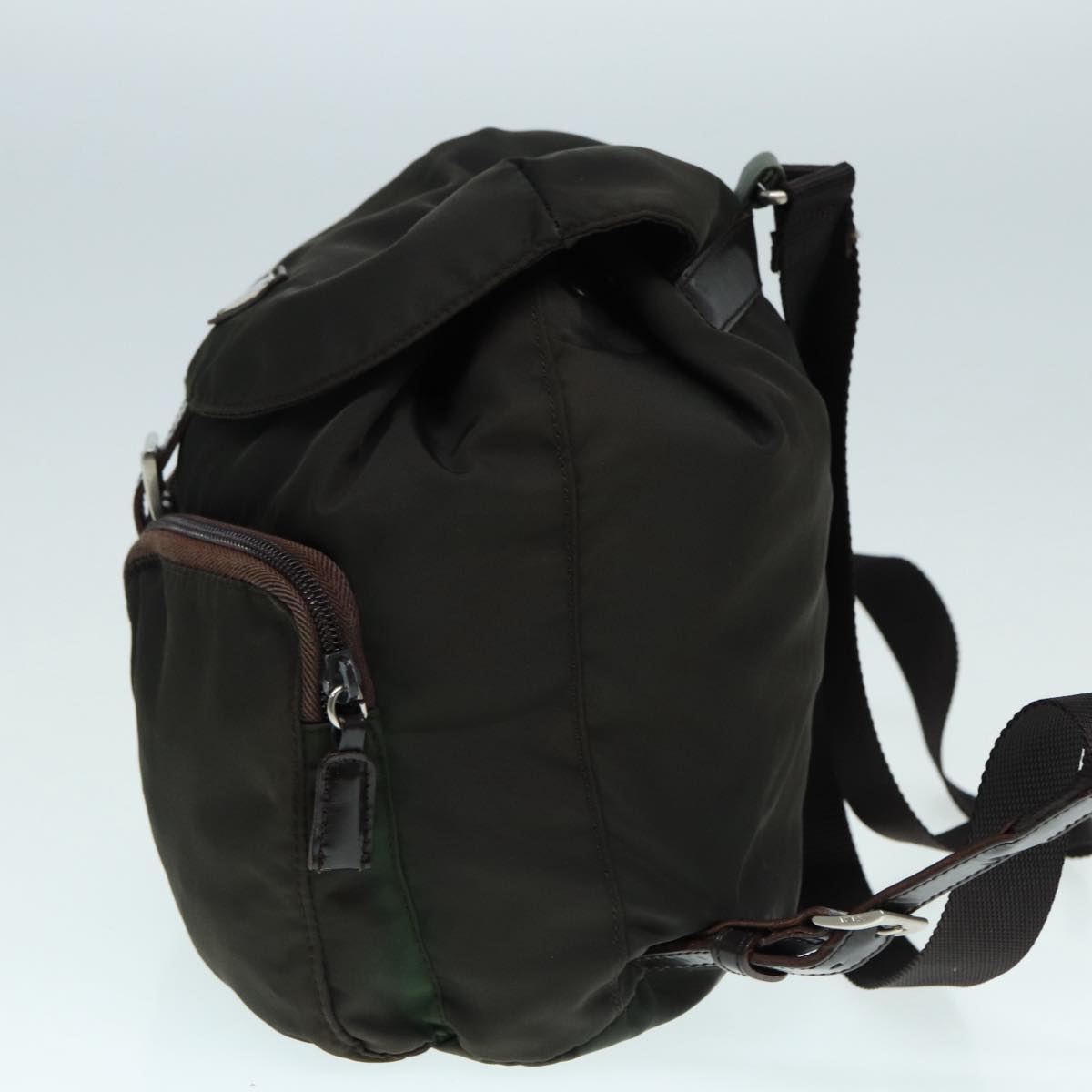 Luxury Prada Backpack Nylon Khaki Silver  mr446
