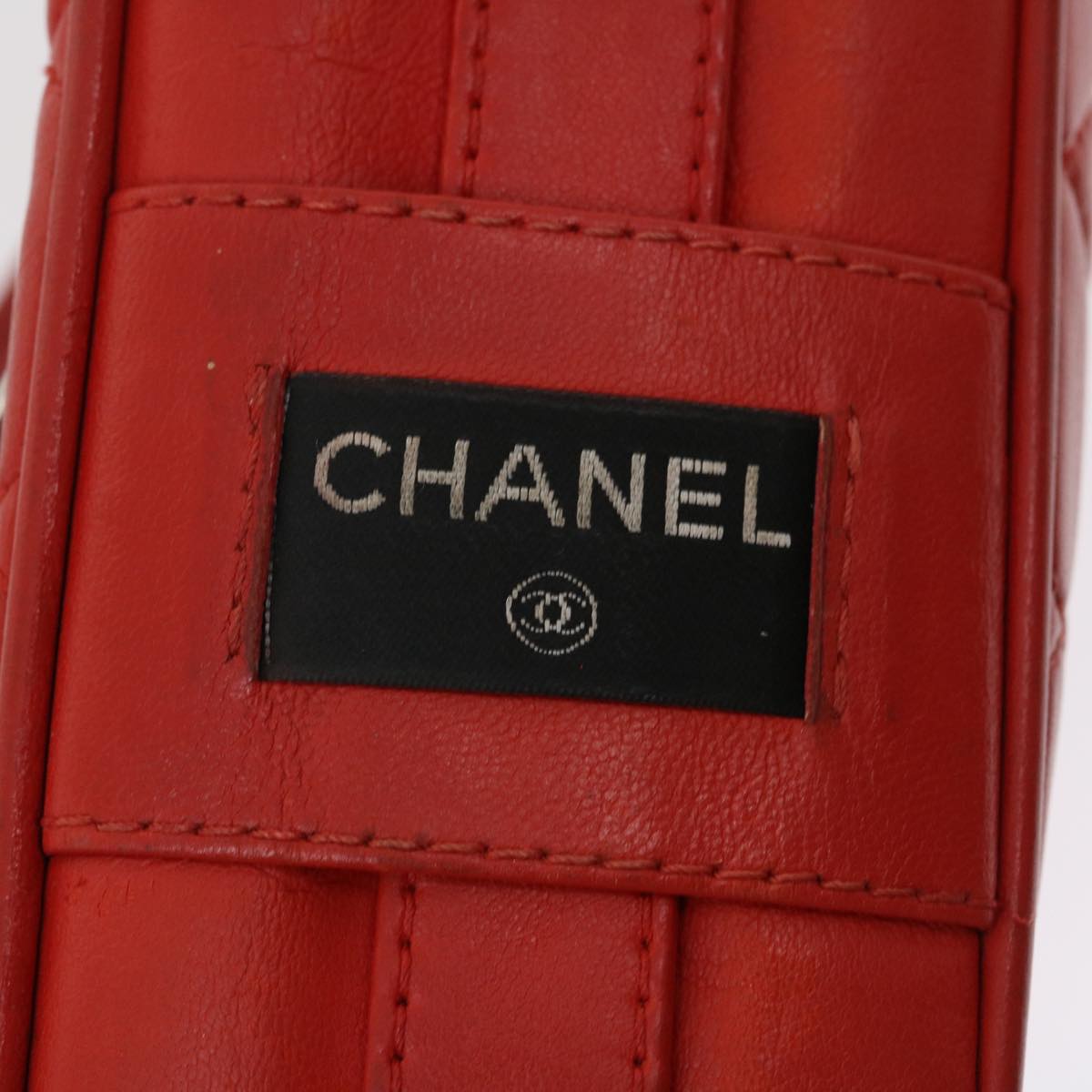 CHANEL Matelasse Chain Flap Shoulder Bag Lamb Skin Turn Lock Red CC  35174A